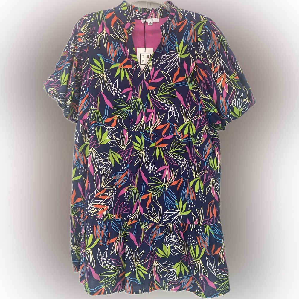 NWT THML mini dress puff sleeve M
